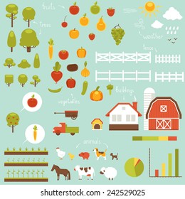 Big Set Of Farm Design Elements