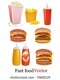 Big set of fast food products. Vector illustration.