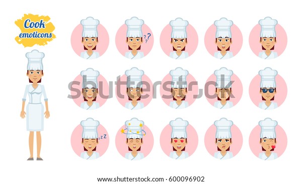 Big Set Female Cook Emoticons Chef Stock Vector (Royalty Free ...