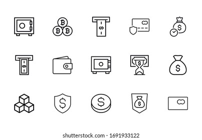Big set of finance line icons. Vector illustration isolated on a white background. Premium quality symbols. Stroke vector icons for concept or web graphics. Simple thin line signs. 