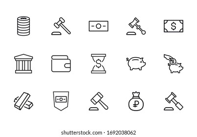 Big set of finance line icons. Vector illustration isolated on a white background. Premium quality symbols. Stroke vector icons for concept or web graphics. Simple thin line signs. 