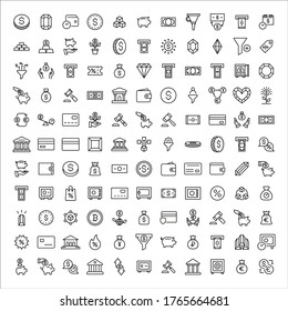 Big set of finance line icons. Vector illustration isolated on a white background. Premium quality symbols. Stroke vector icons for concept or web graphics. Simple thin line signs. 