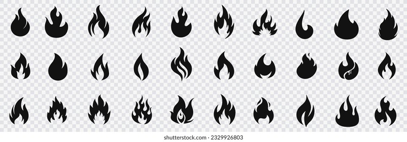 Big set of fire flame vector icons.
Bonfire icons, flaming elements. Collection of fire and flame icons. 