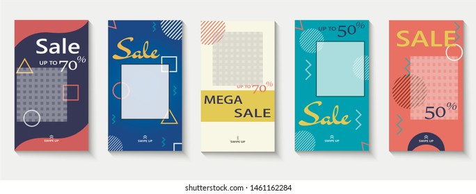 Big set of five templates for mobile app. Year end sale banners can be useful for website, mobile app, smartphone template, brochure. 