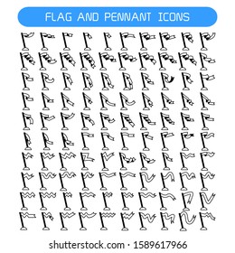 big set of flag and pennant icons