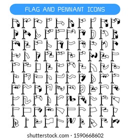 big set of flag and pennant icons