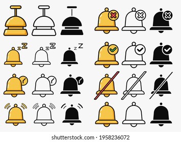 Big set of flat bell vector illustration. Bell set for ui and smartphone. Set of bell symbols for notification