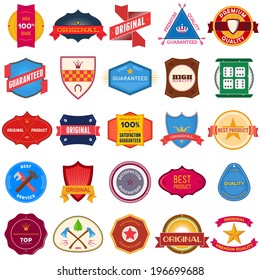 Big set of flat colored vintage Premium Quality labels
