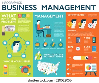 Big set of flat design infographic elements of success business management, customer service, client support, teamwork cooperation process, digital, marketing vision, idea solution, create web project