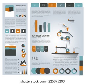 Big set of flat infographic elements. Layout template. Vector. 