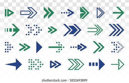 Big set of flat modern simple arrows isolated on transparent background. Collection of concept arrows for web design, mobile apps, interface and more. Cursor. Vector illustration, eps 10.