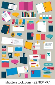 Big set of flat reminder stickers. Infographic set. 