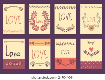 Big set of floral graphic design elements graphic, Love, wreaths, ribbons and labels. 
