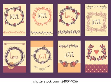 Big set of floral graphic design elements graphic, Love, wreaths, ribbons and labels. 