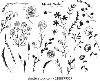 Großer Blumenvektor mit handgezeichnet für die Dekoration.