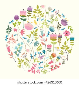 Big set of flowers. vector illustration.  elements. pastel colors. bouquet design