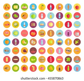Big set of food icons. Fruits, vegetables, meat, sweets