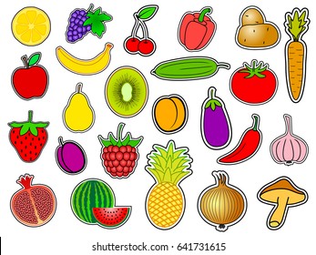 big set of fruit and vegetables
