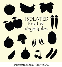 Big Set of Fruits and Vegetables Icon. Flat Vector. Isolated
