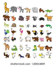 Big Set Funny Animal Stock Vector (Royalty Free) 130014809 | Shutterstock