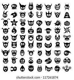 Big Set Of Funny Monster Icons.
