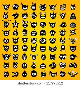 Big set of funny monster icons.