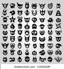 Big set of funny monster icons.