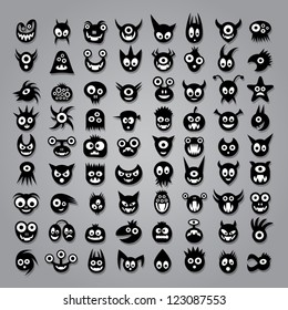 Big set of funny monster icons.