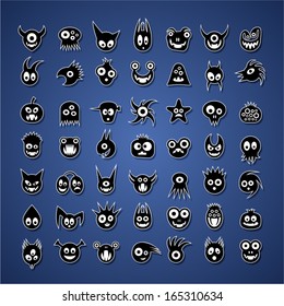 Big set of funny monster icons. 
