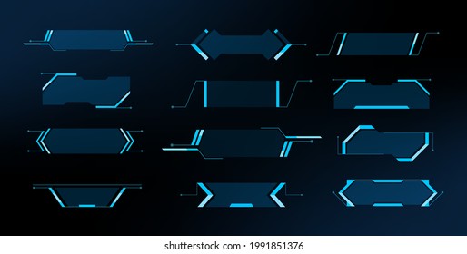 Big set of futuristic HUD elements. Virtual graphic touch ui. Vector Illustration design