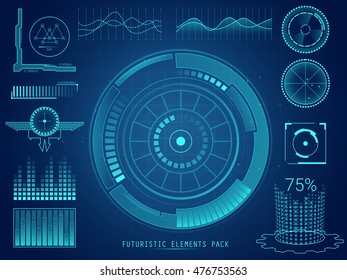 Big set of Futuristic HUD elements, UI HUD Infographic layout, Web UI elements collection.