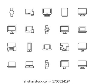 Big set of Gadget line icons. Vector illustration isolated on a white background. Premium quality symbols. Stroke vector icons for concept or web graphics. Simple thin line signs. 
