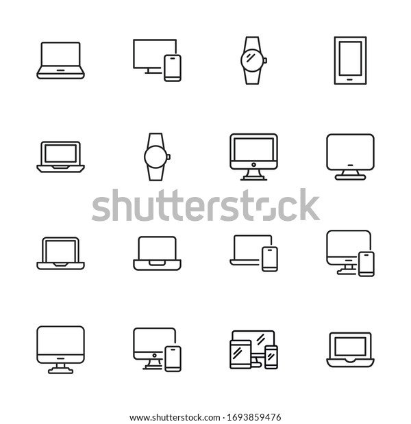 Big\
set of Gadget line icons. Vector illustration isolated on a white\
background. Premium quality symbols. Stroke vector icons for\
concept or web graphics. Simple thin line signs.\
\
