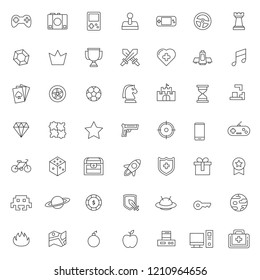 big set of game activities icons vector design with simple outline and modern style, editable stroke