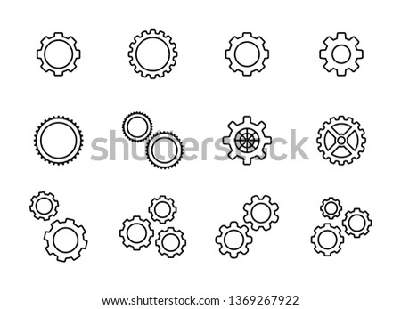 Big set gear. Settings or options. Vector Illustration