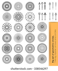 Big Set of geometric shapes and arrows. Trendy hipster icons and logotypes. Religion, philosophy, spirituality, occultism symbols collection
