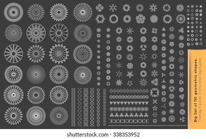 Big Set of geometric shapes and frames. Trendy hipster icons and logotypes. Religion, philosophy, spirituality, occultism symbols collection