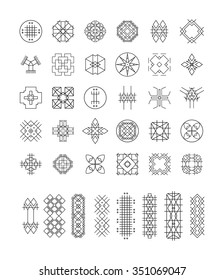 Big Set of geometric shapes. Trendy hipster icons and logotypes. Religion, philosophy, spirituality, occultism symbols collection