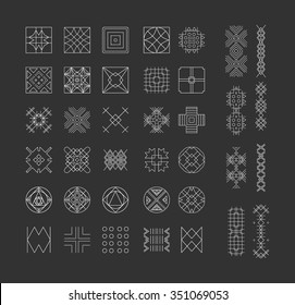 Big Set of geometric shapes. Trendy hipster icons and logotypes. Religion, philosophy, spirituality, occultism symbols collection