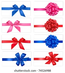 Big set of gift bows with ribbons. Vector.