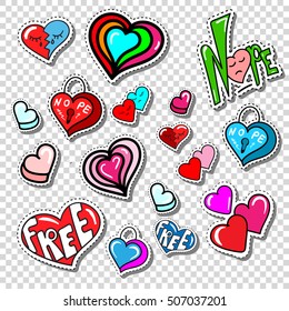 Big set of Girl Fashion Comics Style Patch Badges, Stickers kit, Funny Pins, Skech Cartoon Labels