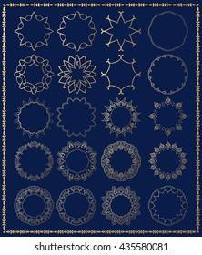 Big set of gold mandala borders for design.