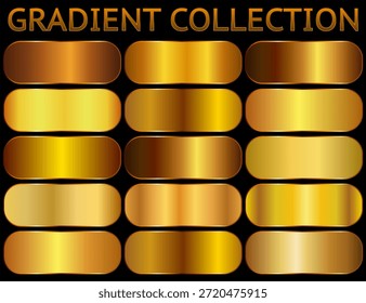 Gran conjunto de fondo de gradiente de textura dorada. Diseño metálico dorado.