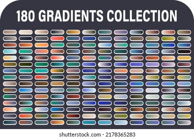 Big set of gradients. 180 gradients. Color. Color palette. Collection of gradients. Vector