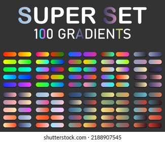 Big set of gradients. Color collection. Trend colors. Vector