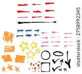 Big Set of Graffiti Spray Paint Brush Strokes and Splatter Elements in Various Colors for Urban Branding.