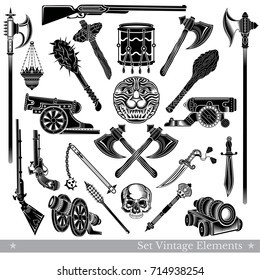 Big set of graphic ancient weapons