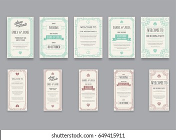 Big Set of Great Quality Style Invitation in Art Deco or Nouveau Epoch 1920's Gangster Era Collection Vector