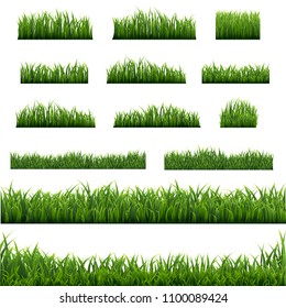 Big Set, grüne Grasgrenzen, Hintergrund, Vektorgrafik