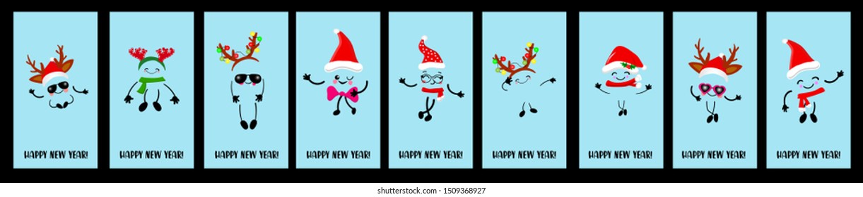 Big set of greeting card for the new year 2020.